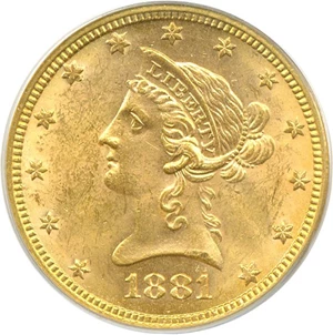 image for: 1881 $10 PCGS MS62