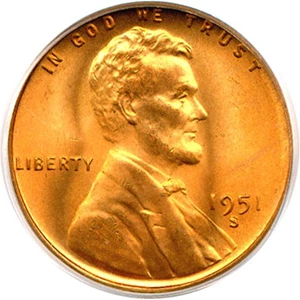 image for: 1951-S 1c PCGS MS67 RD