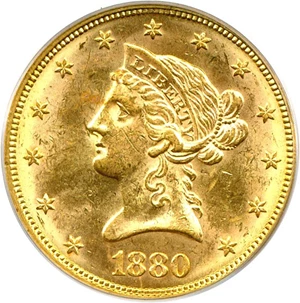 image for: 1880 $10 PCGS MS62