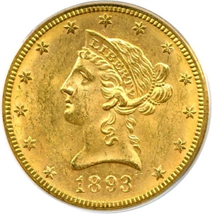 image for: 1893-O $10 PCGS MS62