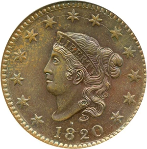 image for: 1820 1c Large Date NGC MS64 BN