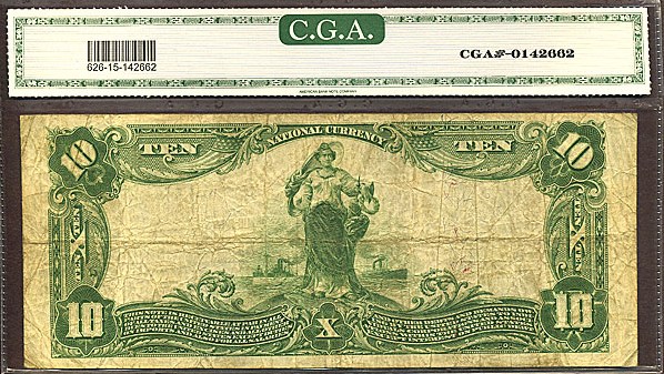 image for: Fr.626 1902 $10 Third Charter Period, 3rd Issue, Plain Back CGA F15 #9305 New York [60820]