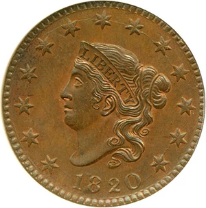 image for: 1820 1c Large Date NGC MS63 BN