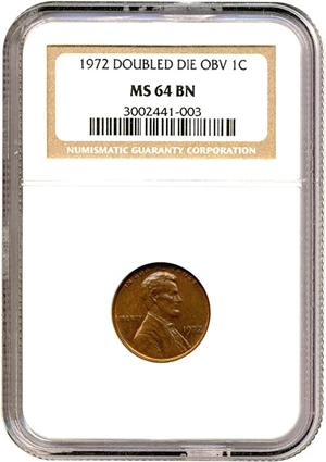 image for: 1972 1c Doubled Die NGC MS64 BN