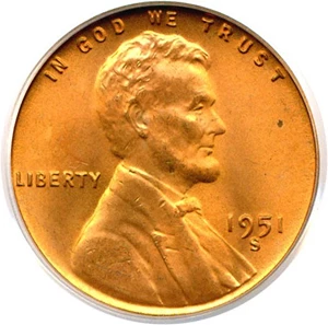 image for: 1951-S 1c PCGS MS67 RD