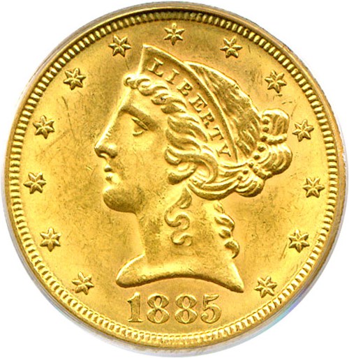 image for: 1885-S $5  PCGS MS62