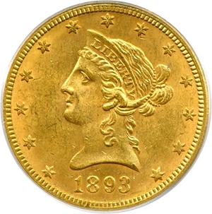image for: 1893-O $10 PCGS MS62