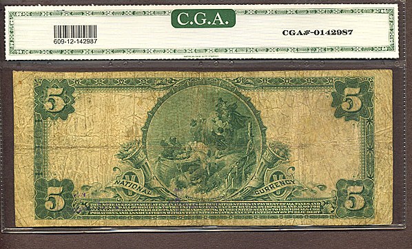image for: Fr.609 1902 $5 Third Charter Period, 3rd Issue, Plain Back CGA F12 #6229 Kansas [2031]