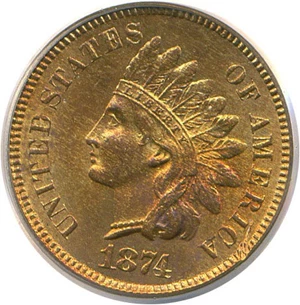 image for: 1874 1c PCGS MS64 RD