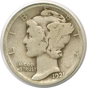 image for: 1921-D 10c PCGS Good-6