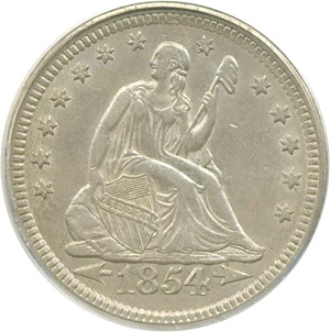 image for: 1854 25c Arrows PCGS AU55
