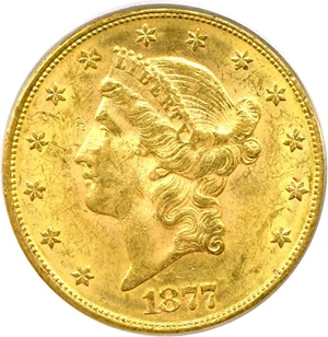 image for: 1877 $20 PCGS MS61