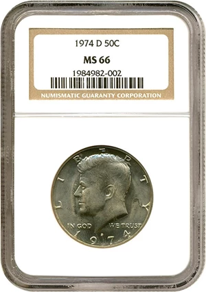 image for: 1974-D 50c NGC MS66