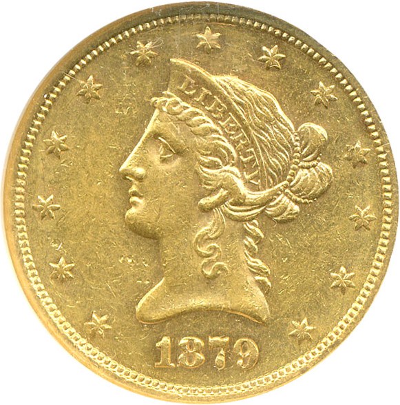 image for: 1879-S $10  NGC AU58