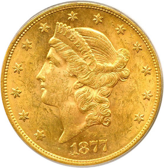 image for: 1877-S $20  PCGS MS61 