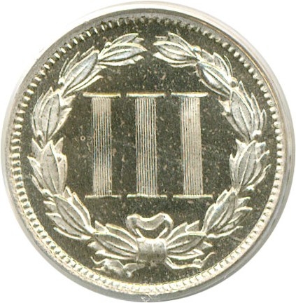 image for: 1865 3cN  PCGS Proof 64 Deep Cameo