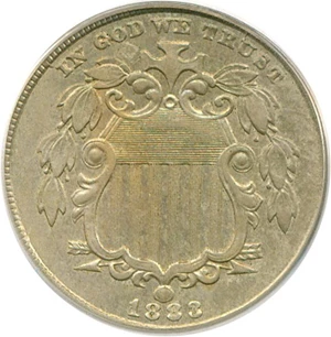 image for: 1883 5c Shield PCGS AU58