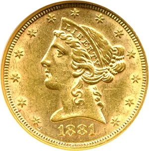 image for: 1881 $5 NGC MS61