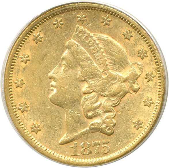 image for: 1875 $20  PCGS AU53
