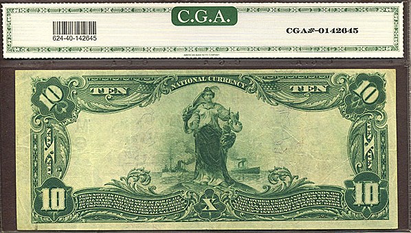 image for: Fr.624 1902 $10 Third Charter Period, 3rd Issue, Plain Back CGA XF40 #64 Wisconsin [33698]