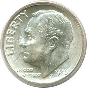 image for: 1946 10c PCGS MS66 ex: Omaha Bank Hoard