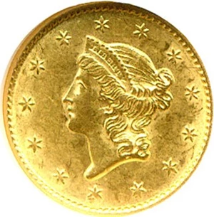 image for: 1852 G$1 NGC MS61