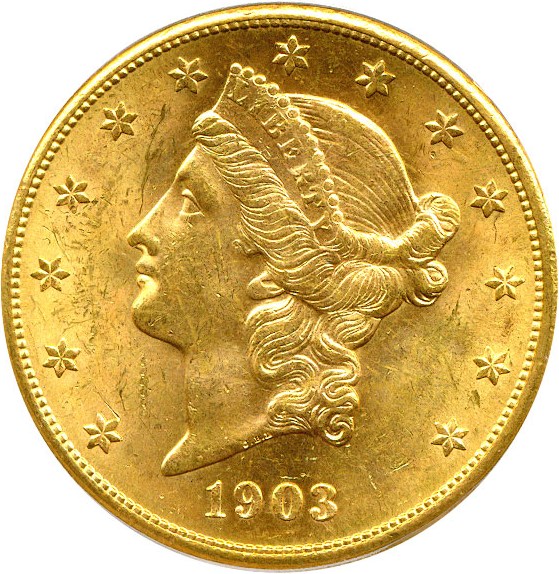 image for: 1903-S $20  PCGS MS62