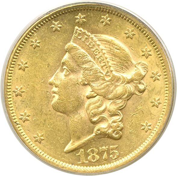 image for: 1875 $20  PCGS AU58