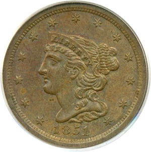 image for: 1851 1/2c PCGS AU50