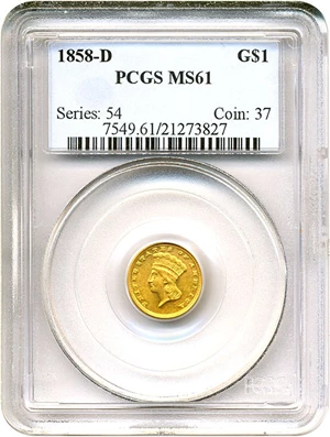 image for: 1858-D G$1 PCGS MS61