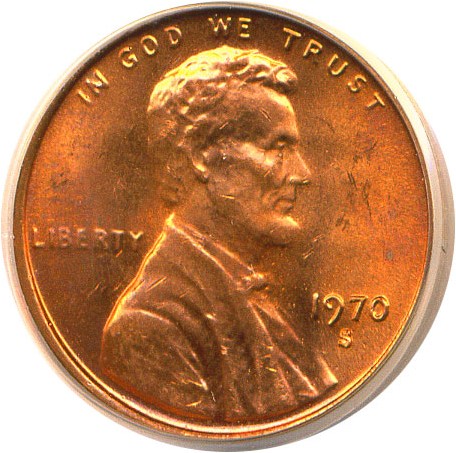 image for: 1970-S 1c Small Date PCGS MS63 RD