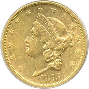 image for: 1875-S $20 PCGS AU50