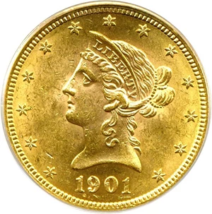 image for: 1901 $10 PCGS MS62