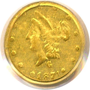 image for: Cal Gold: 1871 50c BG-1027 PCGS AU50