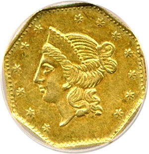 image for: Cal Gold: 1853 $1 BG-530 NGC AU58