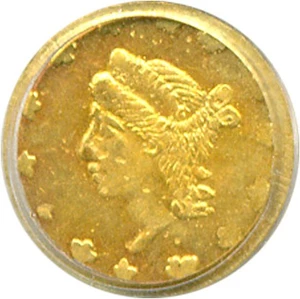 image for: Cal Gold: 1865 25c BG-822 PCGS AU58