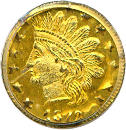 image for: Cal Gold: 1872/1 25c BG-869 PCGS MS62 
