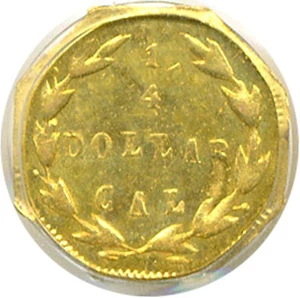 image for: Cal Gold: 1870 25c BG-763 PCGS MS60 OGH