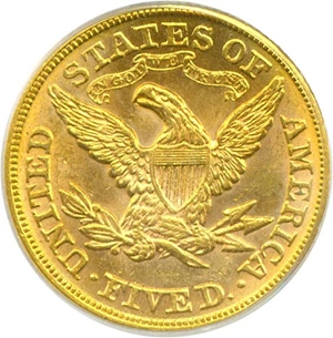 image for: 1878 $5 PCGS MS62