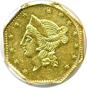 image for: Cal Gold: 1853 $1 BG-530 PCGS AU58