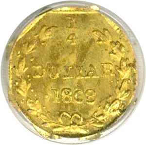 image for: Cal Gold: 1868 25c BG-711 PCGS MS63