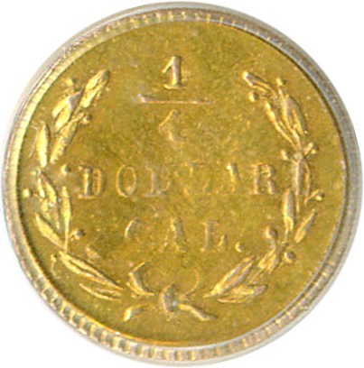 image for: Cal Gold: 1873 25c BG-817 PCGS AU58 