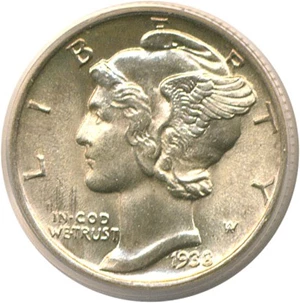 image for: 1938 10c PCGS MS65