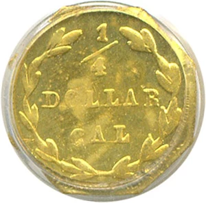 image for: Cal Gold: 1871 25c BG-765 PCGS MS62