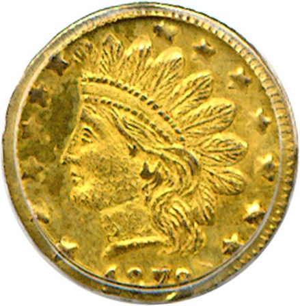 image for: Cal Gold: 1872/1 25c BG-869 PCGS MS63 