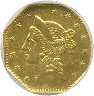 image for: Cal Gold: 1853 $1 BG-530 NCS AU Details (Improperly Cleaned)