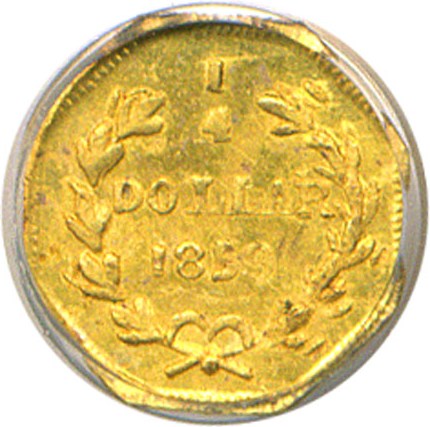 image for: Cal Gold: 1859 25c BG-702 PCGS MS62 