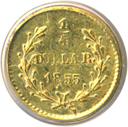 image for: Cal Gold: 1855 25c BG-227 PCGS Genuine