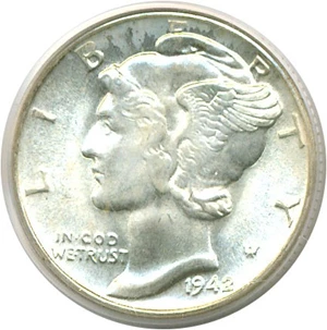 image for: 1942-D 10c PCGS MS66