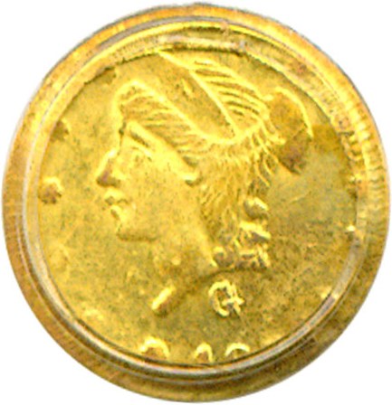 image for: Cal Gold: 1871 25c BG-840 PCGS AU55 